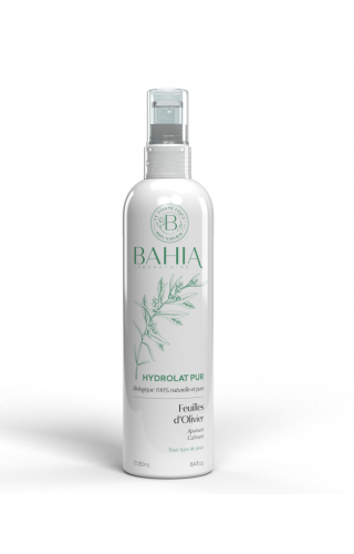 Flacon de hydrolat des feuilles d'olive bio de la marque Bahia Cosmetics